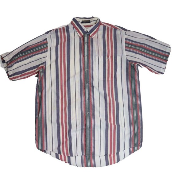 VINTAGE MEN S STRIPED BUTTON-UP SHIRT - CHATHAM CLOTH - SIZE L TALL - Picture 1 of 7